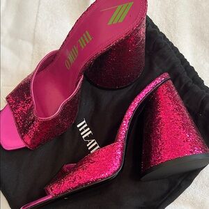 The Attico hot pink sequin heels